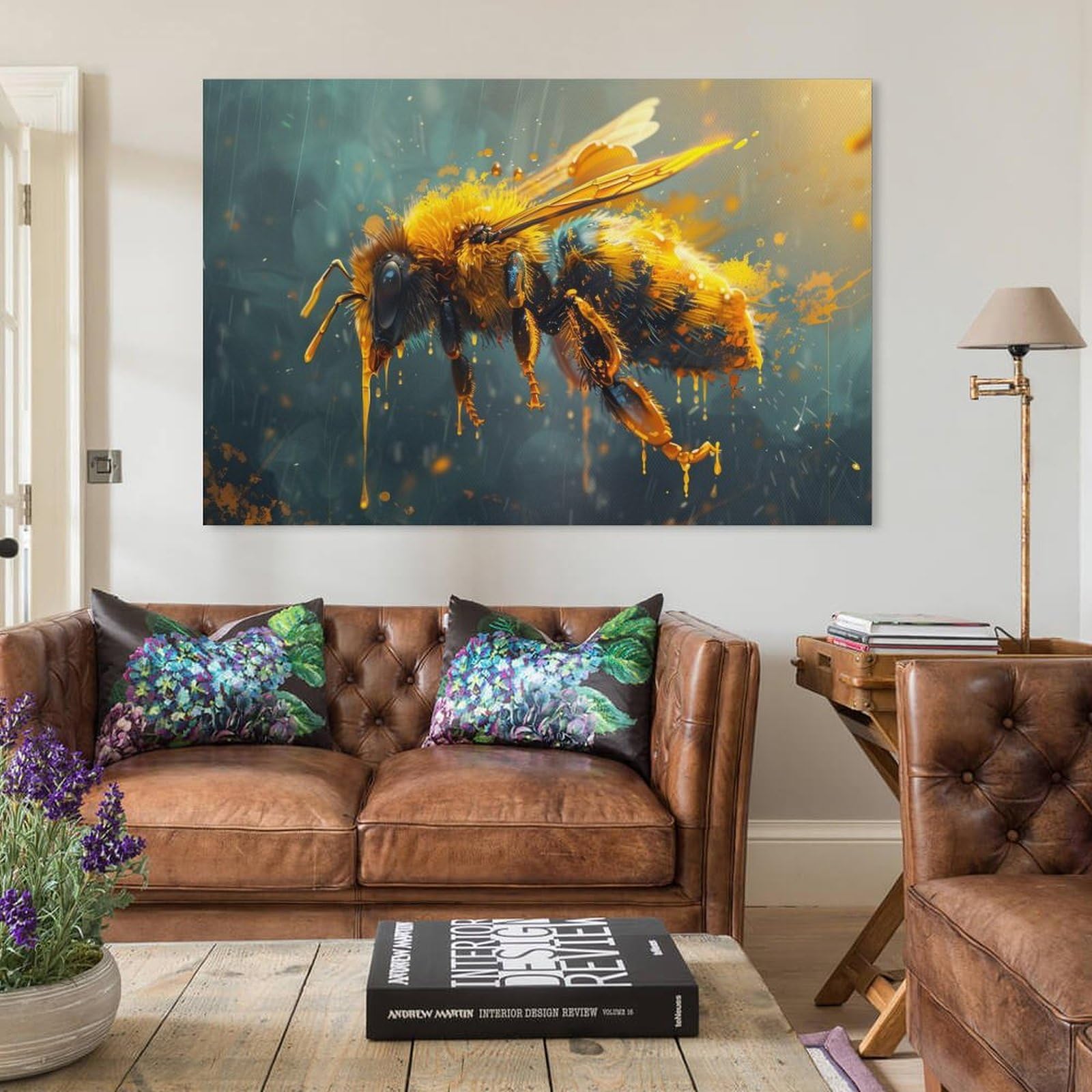 Amazon.co.jp: 絵画 蜂蜜まみれのミツバチ アートパネル ポスター 動物